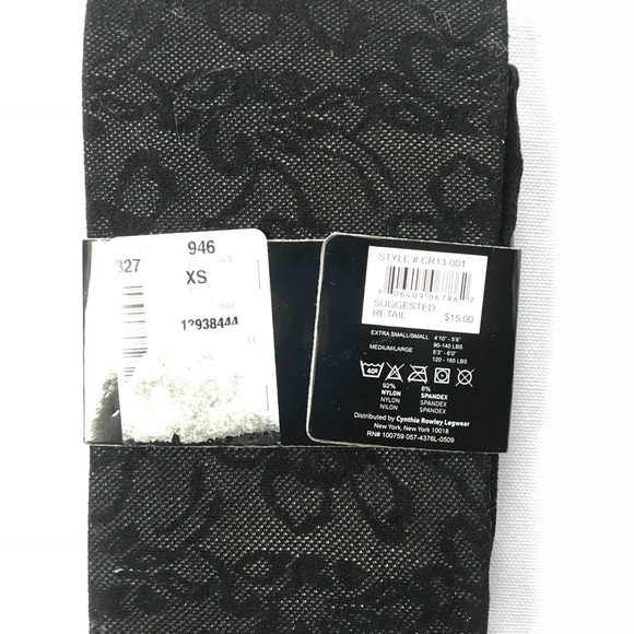 XS S Cynthia Rowley blk tights hosiery - Picture 4 of 4